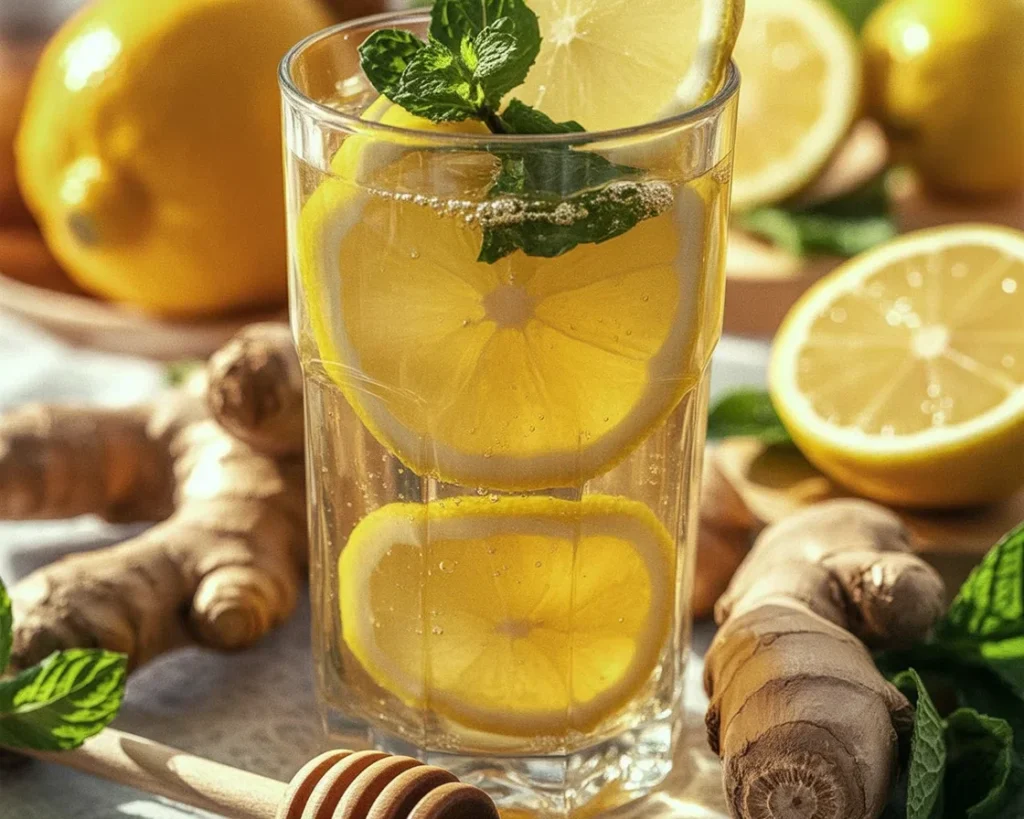 A refreshing Brazilian Mounjaro drink made with apple cider vinegar, lemon juice, and ginger.