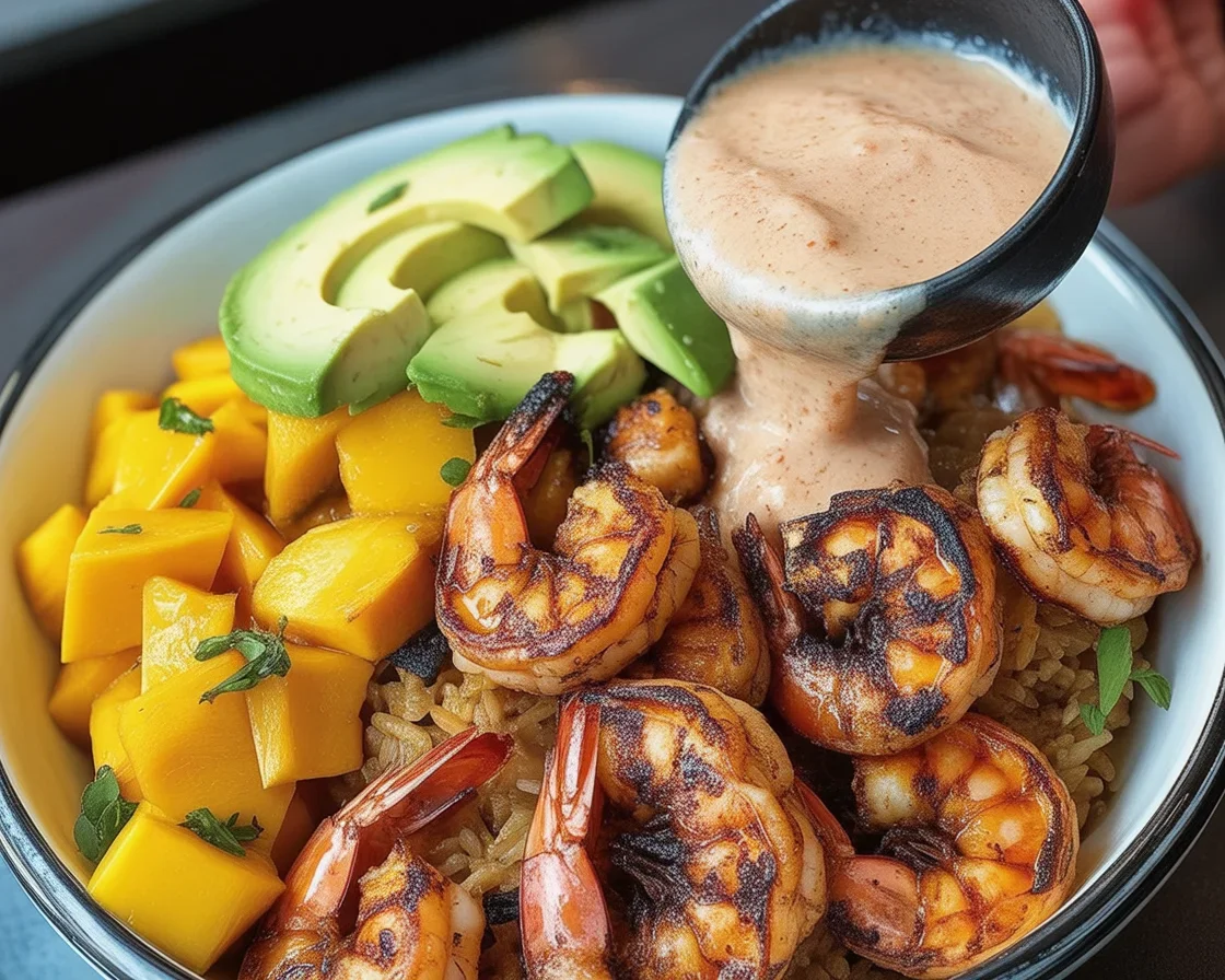 Zesty Shrimp & Avocado Bowls with Mango Salsa Twist 1 Delicious Shrimp and Avocado Bowls with Mango Salsa and Lime-Chili Sauce
