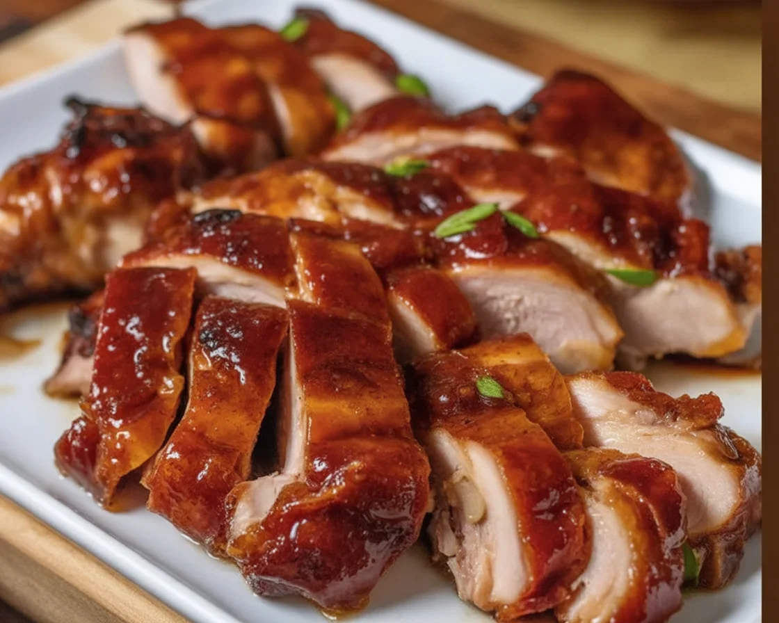 5 Delicious Ways to Serve Char Siu Chicken for Your Next Meal 1 Delicious Char Siu Chicken served with vegetables and rice, showcasing Chinese BBQ flavors.