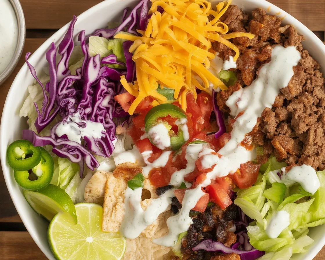 5 Simple Steps to Craft the Perfect Beef Taco Bowl 1 Delicious Easy Beef Taco Bowl with ground beef, fresh vegetables, and toppings.