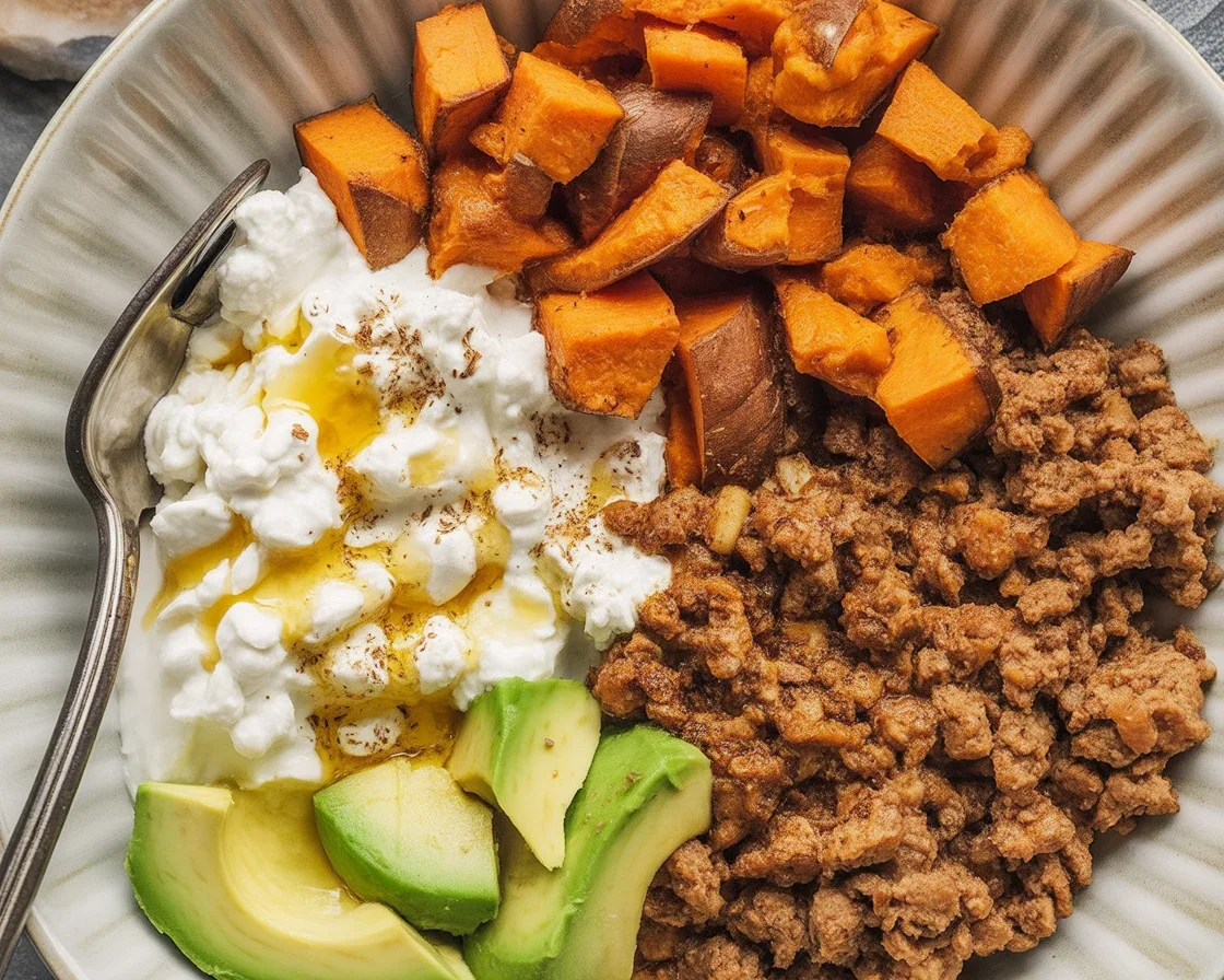 Cottage Cheese Taco Bowl Buzz: Flavor-Packed Protein Fix 1 Delicious Cottage Cheese Taco Bowl topped with seasoned beef and fresh ingredients.