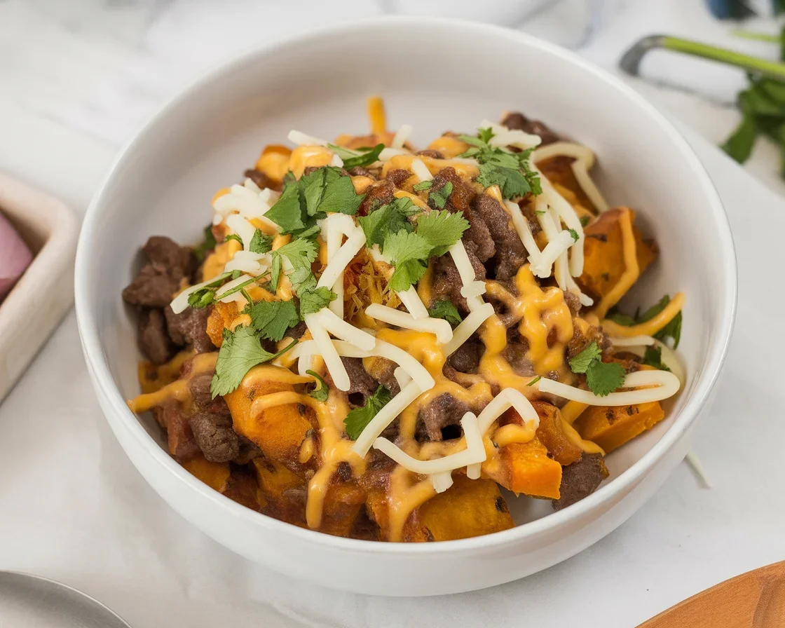 Delicious High Protein Taco Bowl That Makes Mealtime Exciting! 1 High protein taco bowl with lean ground beef and black beans, nutritious and flavorful.