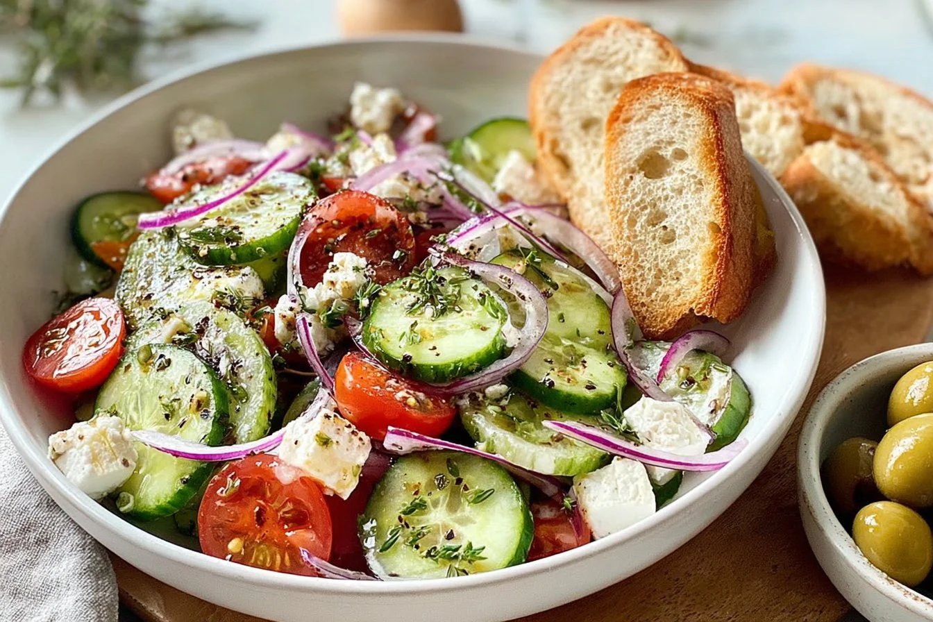 Greek Salad: The Ultimate Mediterranean Delight 1 Delicious and vibrant Greek salad with fresh vegetables and feta cheese