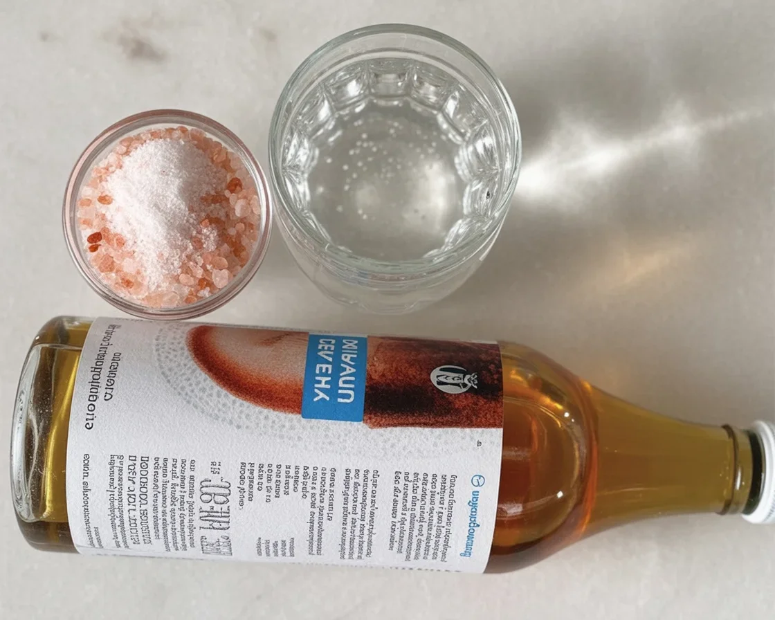 Pink salt drink recipe for weight loss with Himalayan salt and lemon juice.