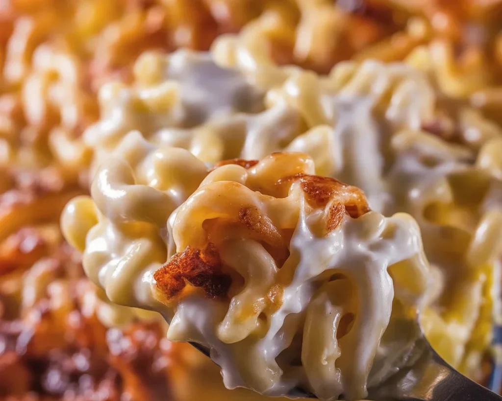 Creamy smoked mac and cheese made with elbow pasta, cheddar, and mozzarella cheese.