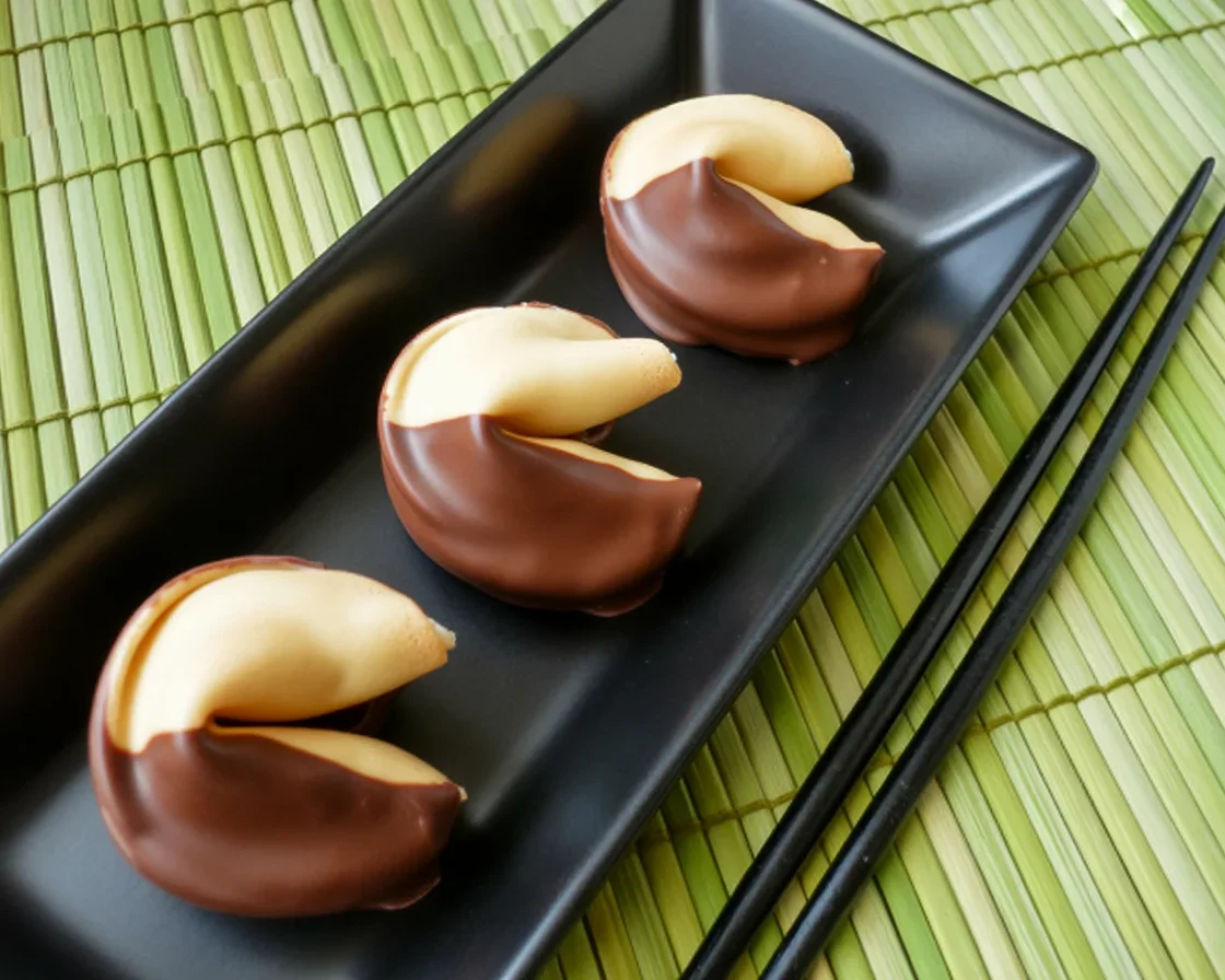 5 Delightful Chocolate-Dipped Fortune Cookies to Try Today 1 Chocolate-Dipped Fortune Cookies with customizable fortunes and rich chocolate.