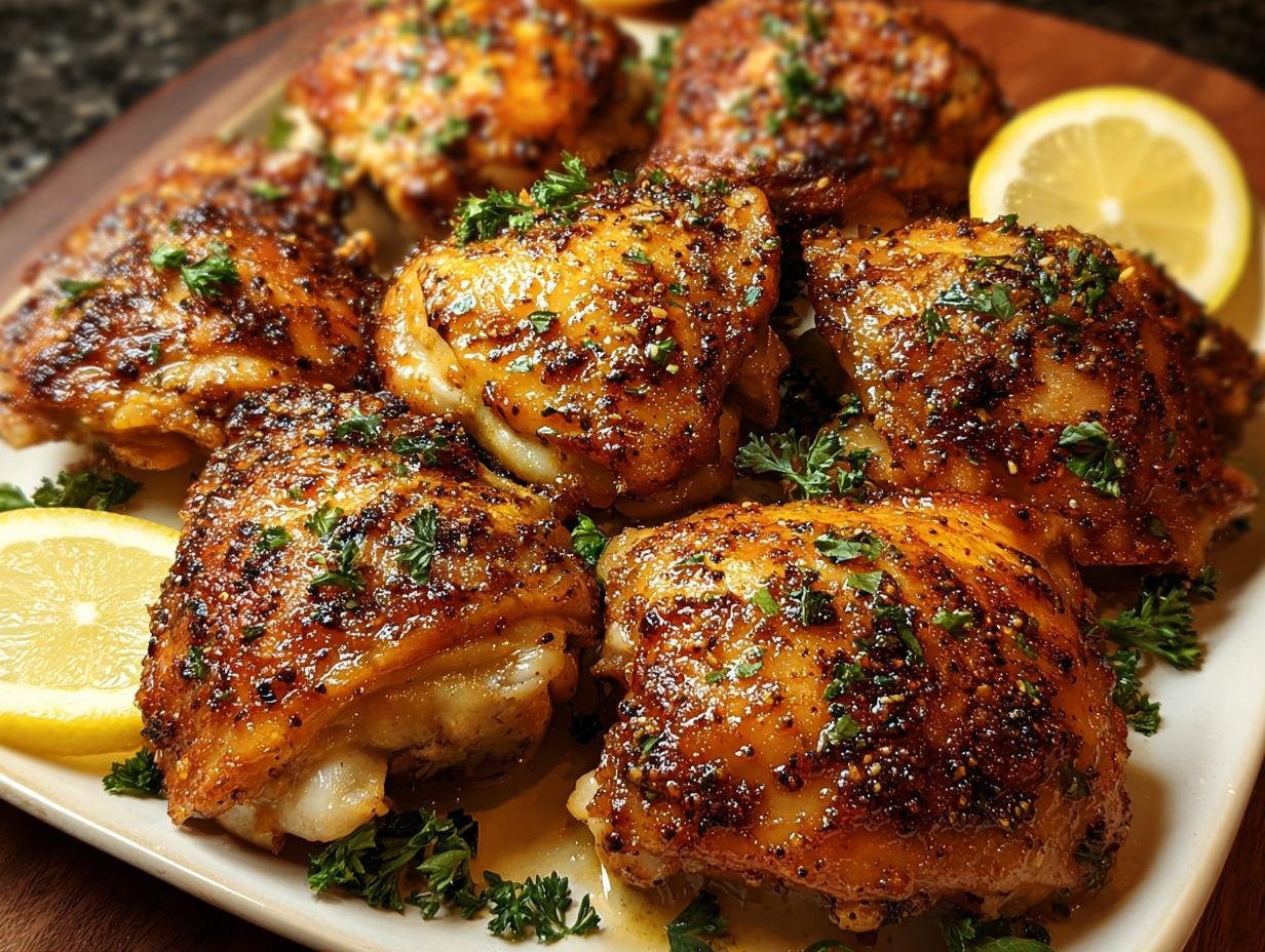 Baked Chicken: 6 Juicy Herb-Seasoned Thighs 1 Baked Boneless Skinless Chicken