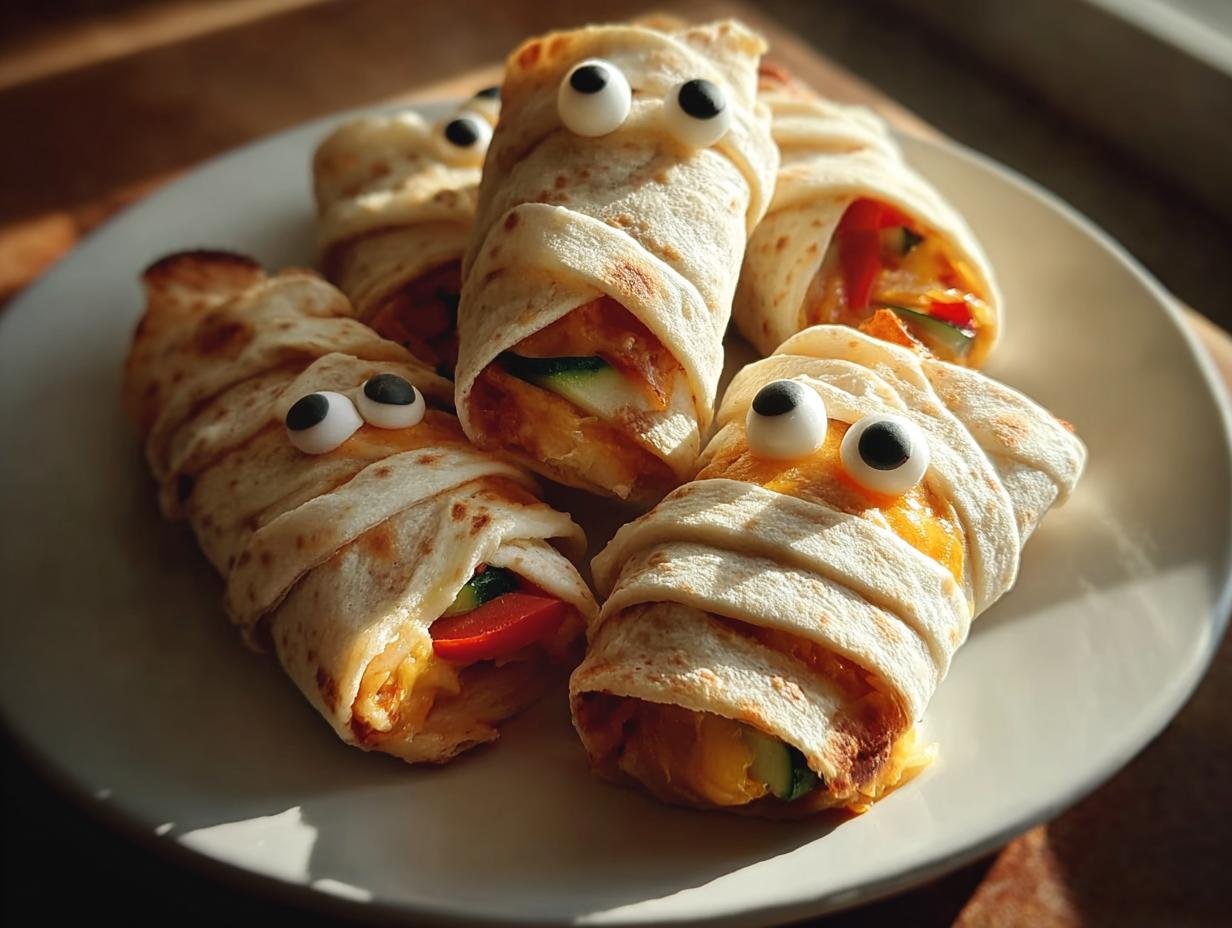 Creepy Cute Mummy Veggie: 4 Easy Wraps 1 Creepy Cute Mummy Veggie