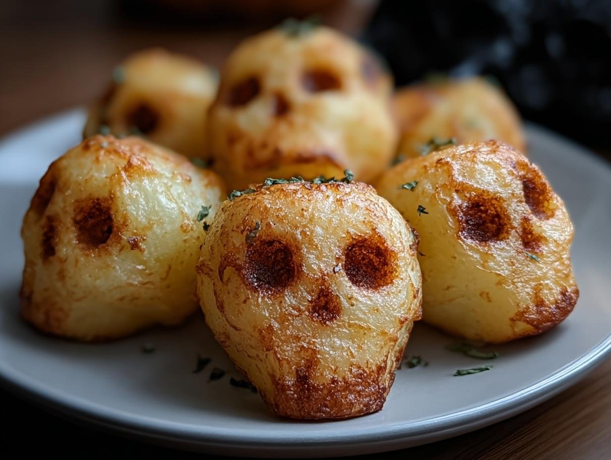 Gothic Halloween Party Food: 5 Creepy Skull Potatoes - Gothic Halloween Party Food - additional detail