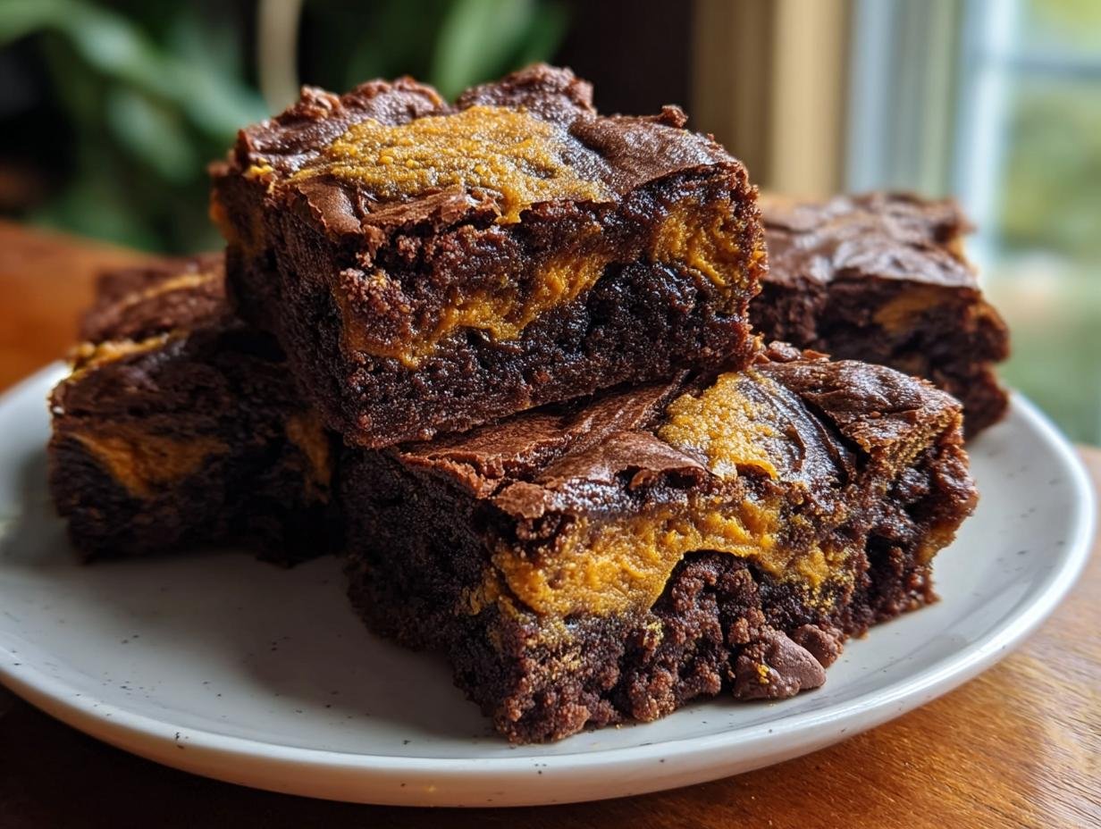 Halloween Vegan Pumpkin Brownies: 1 Fudgy Treat 1 Halloween Vegan Pumpkin Brownies
