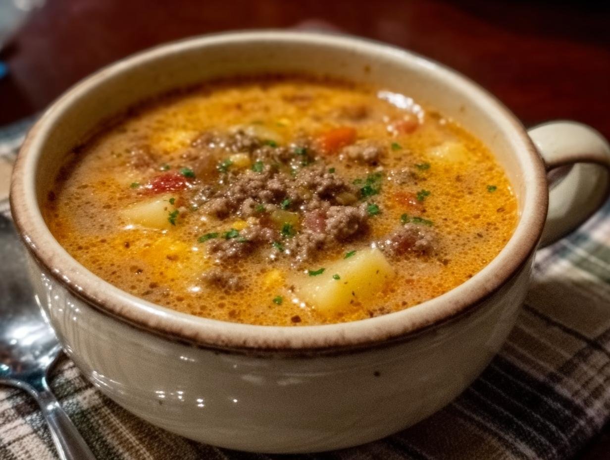 Amazing Cheeseburger Soup That's Pure Comfort 3 Amazing Cheeseburger Soup That's Pure Comfort - Cheeseburger Soup - additional detail