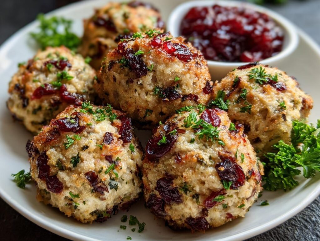 Cranberry Turkey Stuffing Balls