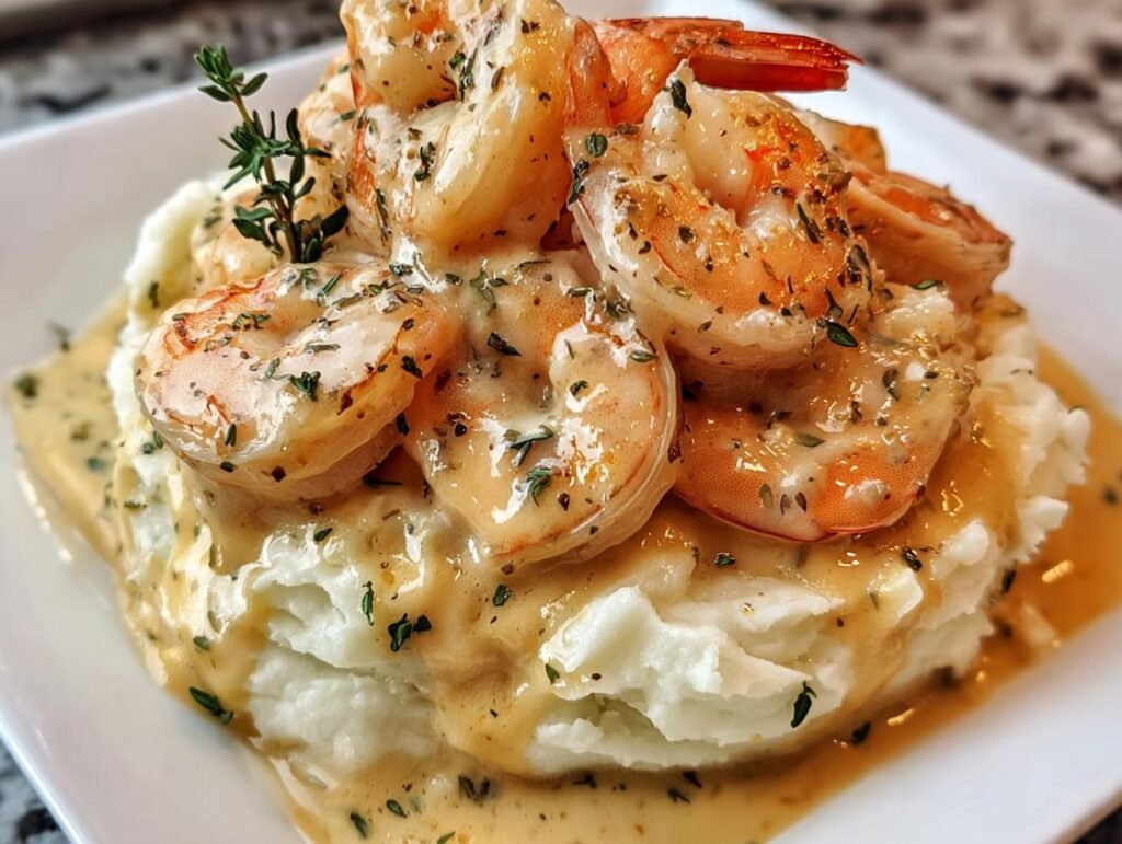 Creamy Garlic Shrimp Over