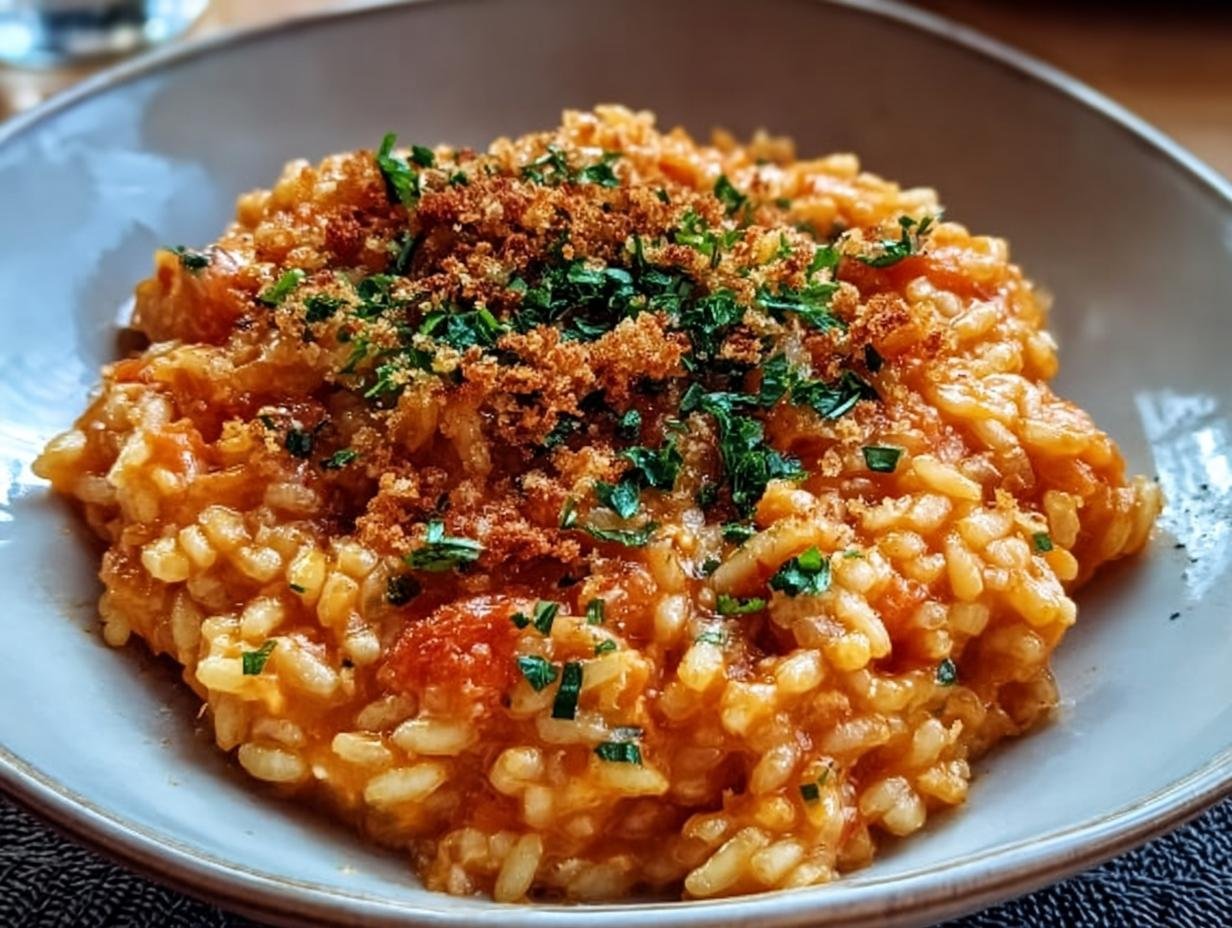 Easy Creamy Tomato Risotto: 1 Amazing Recipe 2 Easy Creamy Tomato Risotto: 1 Amazing Recipe - Creamy Tomato Risotto Crispy - additional detail