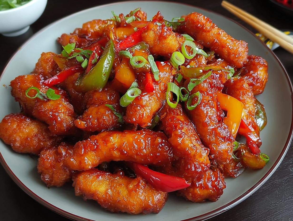 Crispy Chilli Chicken: 1 Incredible Recipe 3 Crispy Chilli Chicken Incredible - finished dish with garnish