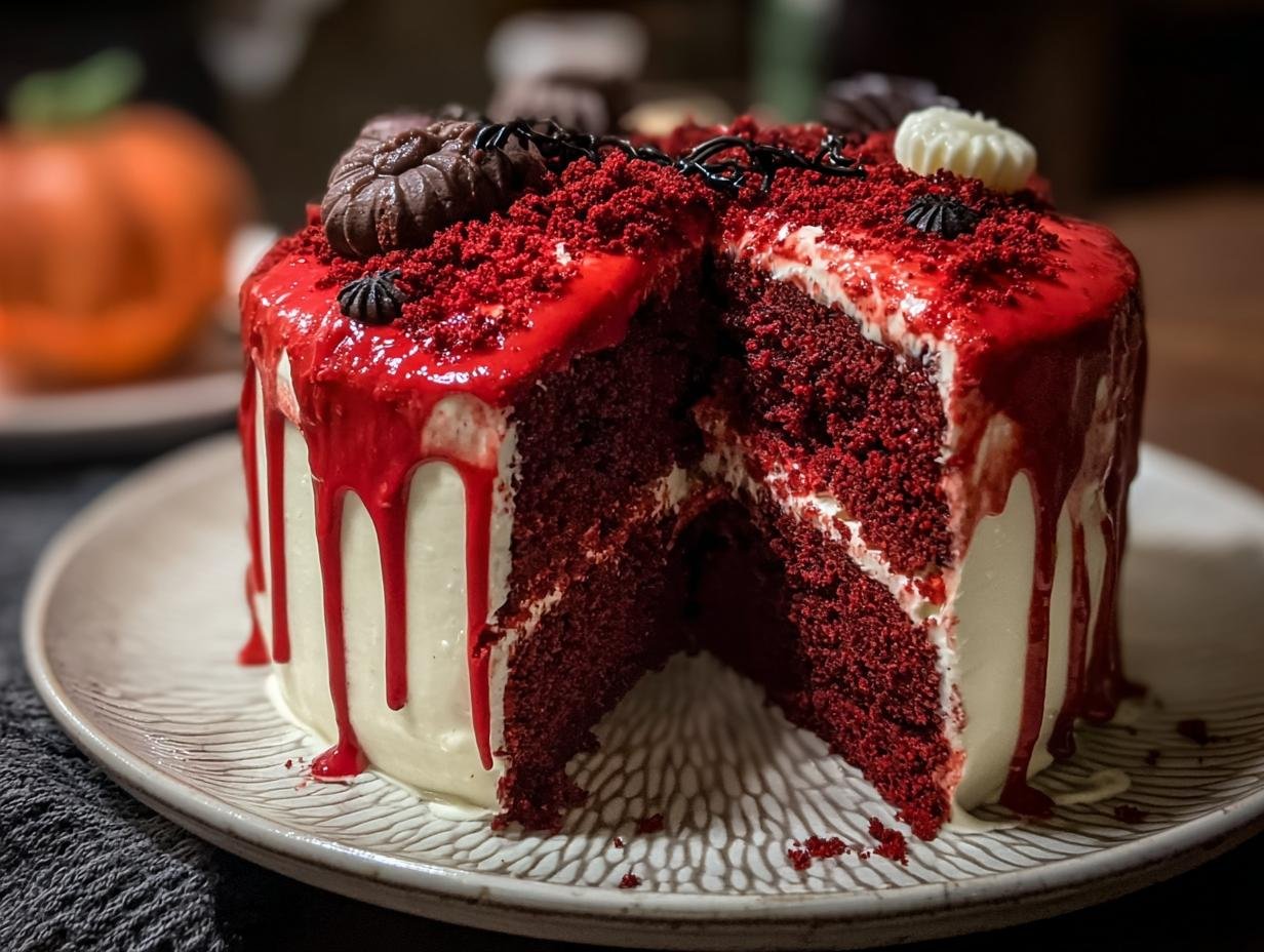 Scary Halloween Red Velvet Cake 1 Slice 2 Scary Halloween Red Velvet Cake 1 Slice - Halloween Red Velvet Cake - additional detail