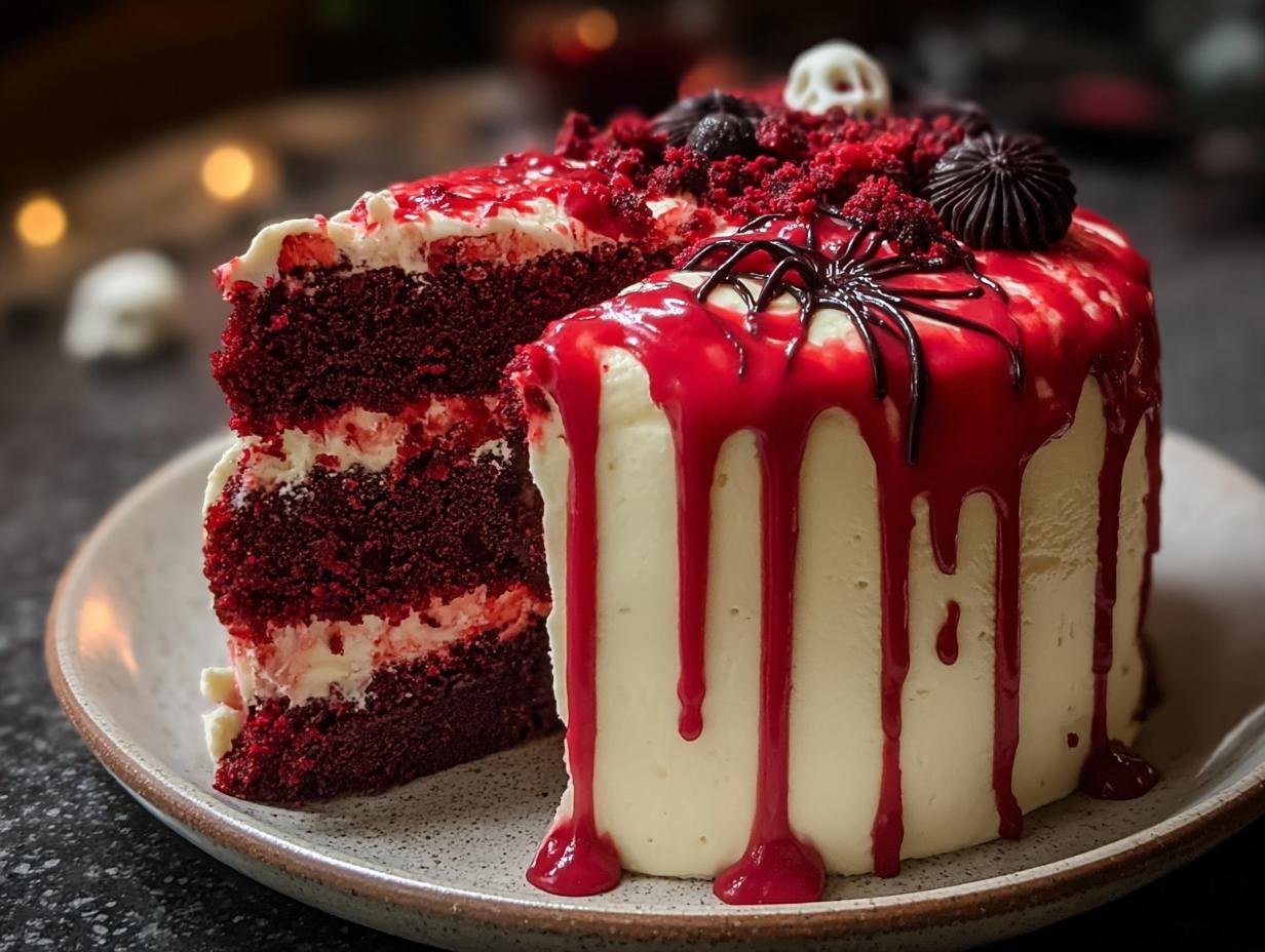 Scary Halloween Red Velvet Cake 1 Slice 3 Scary Halloween Red Velvet Cake 1 Slice - Halloween Red Velvet Cake - additional detail