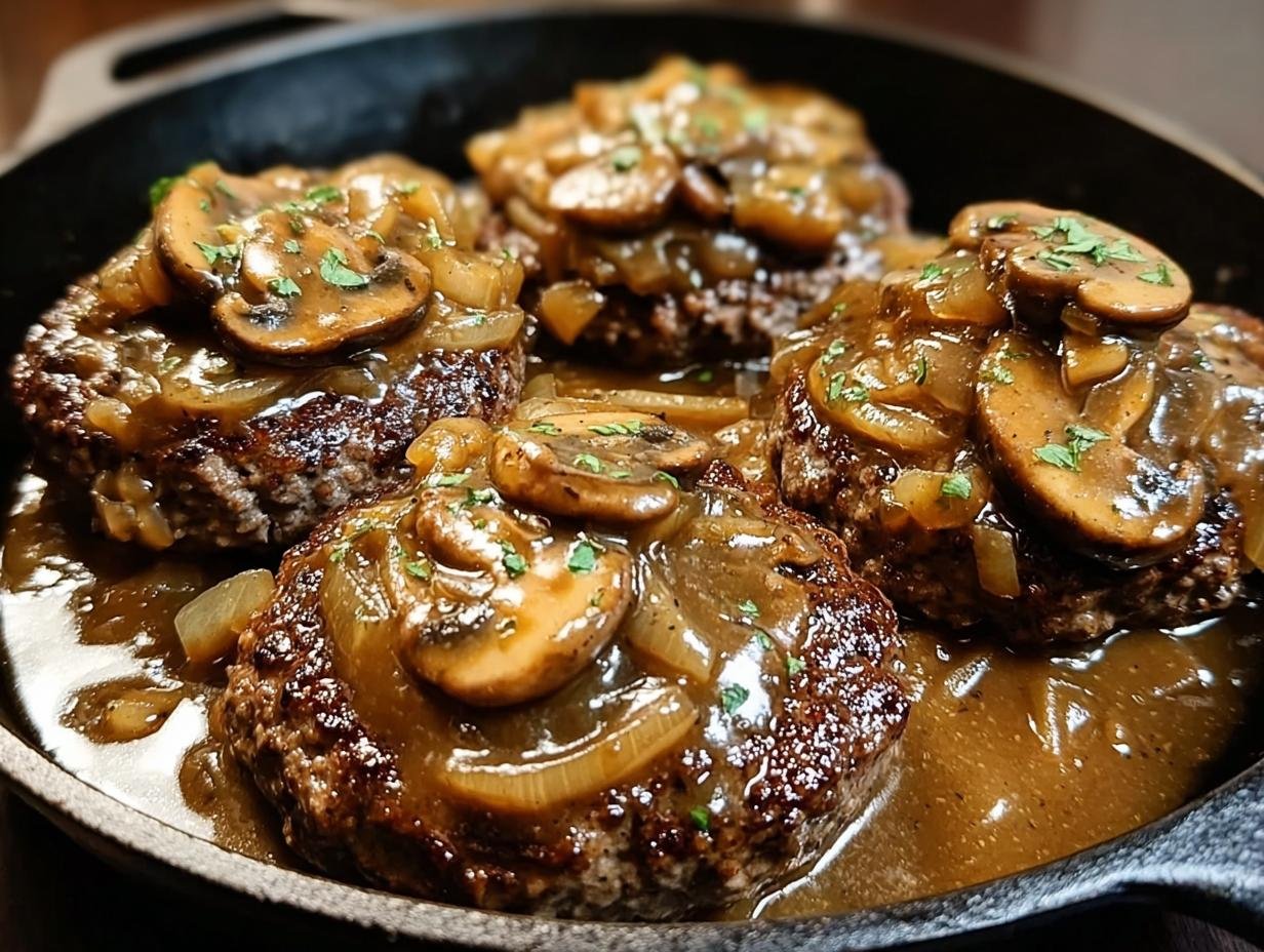 Hamburger Steaks Onion Mushroom: 1 Amazing Comfort Meal - Hamburger Steaks Onion Mushroom - additional detail