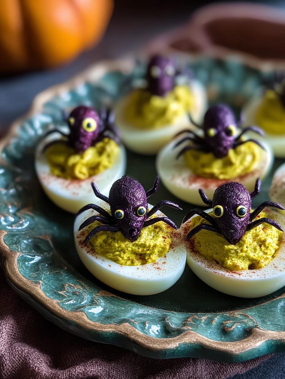 Creepy Deviled Eggs Halloween: Spooky spider and eyeball designs