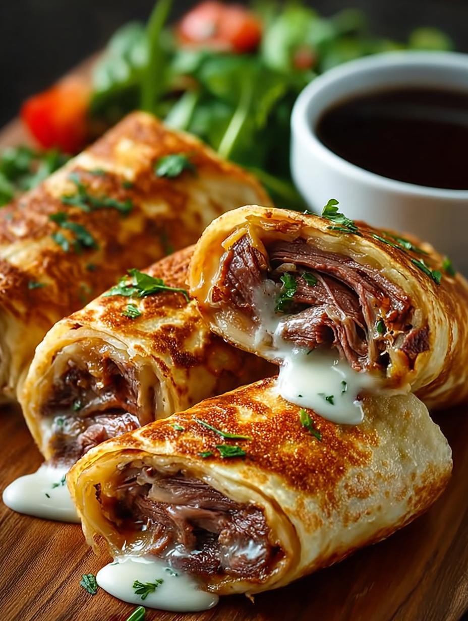 Savory French Dip Tortilla Roll Recipe for Quick Comfort - French Dip Tortilla Roll - main visual representation