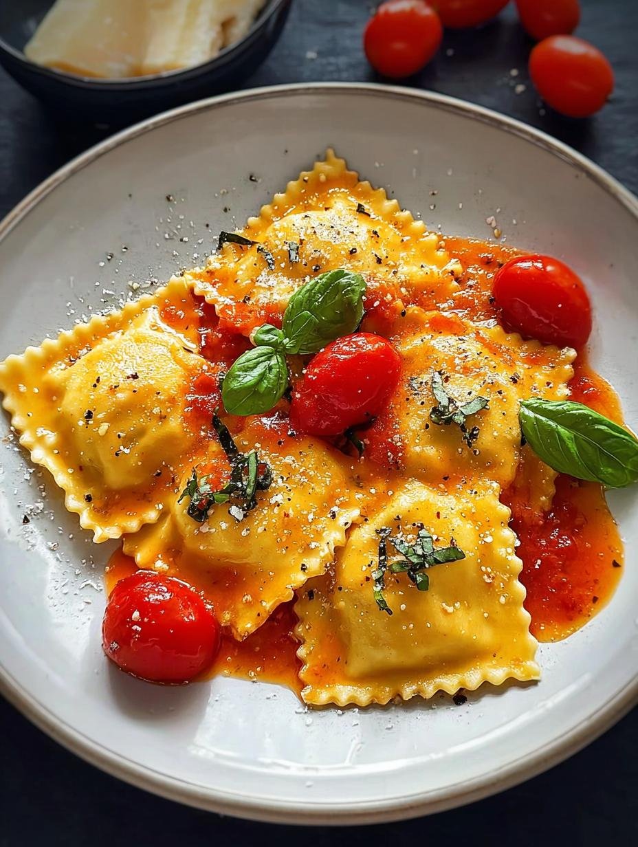 Stunning ~30-Min Ravioli Tomato Sauce Perfection 2 Ravioli Tomato Sauce - close-up of cherry tomatoes softening in a pan