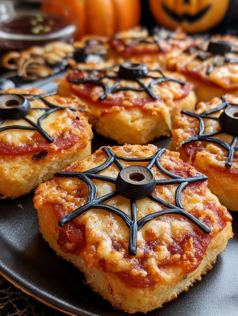 Spiderweb Pizza Bites: An Easy, Amazing Halloween Treat - Spiderweb Pizza Bites - additional detail