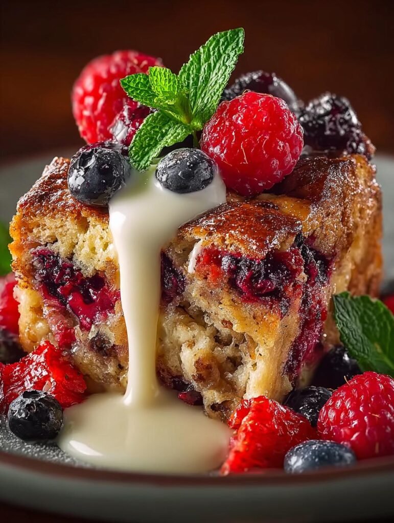 Delicious Wild Berry Bread Pudding with Drizzle 28 Wild Berry Bread Pudding