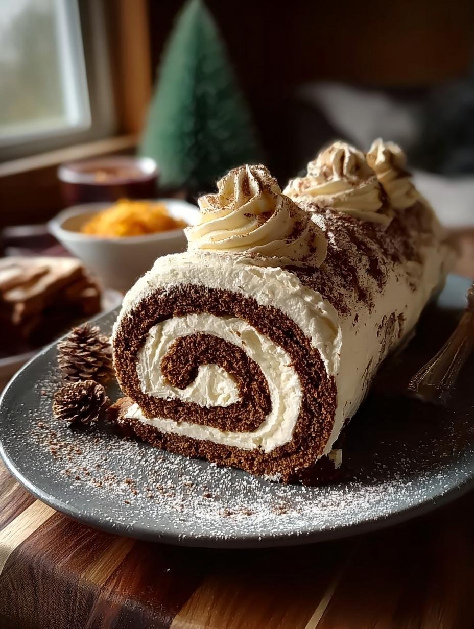 Quick Gingerbread Yule Log Cake: A Festive Delight - Gingerbread Yule Log Cake - additional detail