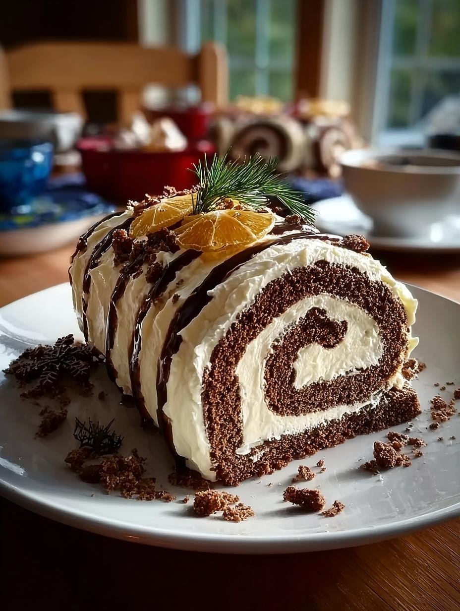 Gingerbread Yule Log Cake