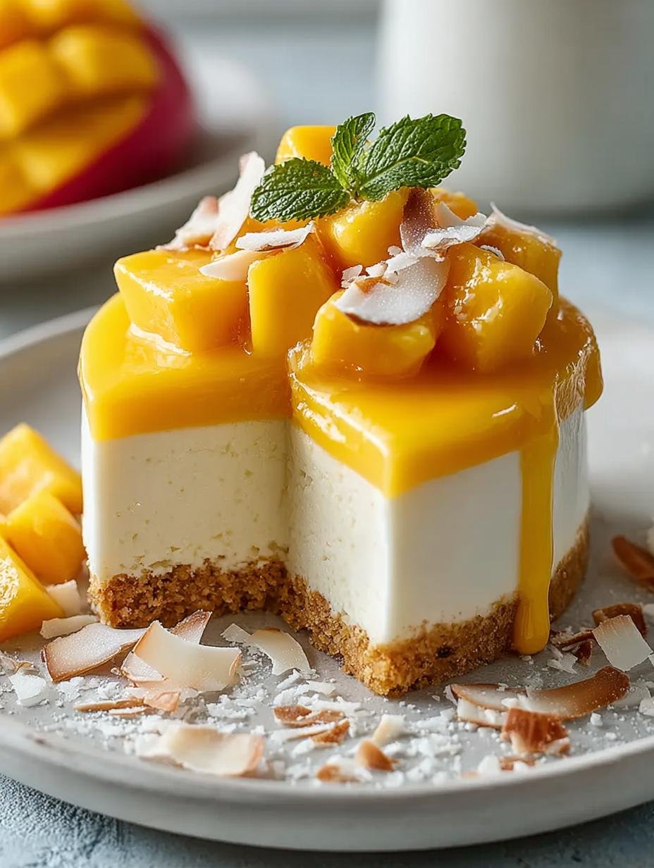 Mango Coconut Cheesecake: 5 Amazing Tropical Layers - Mango Coconut Cheesecake - additional detail