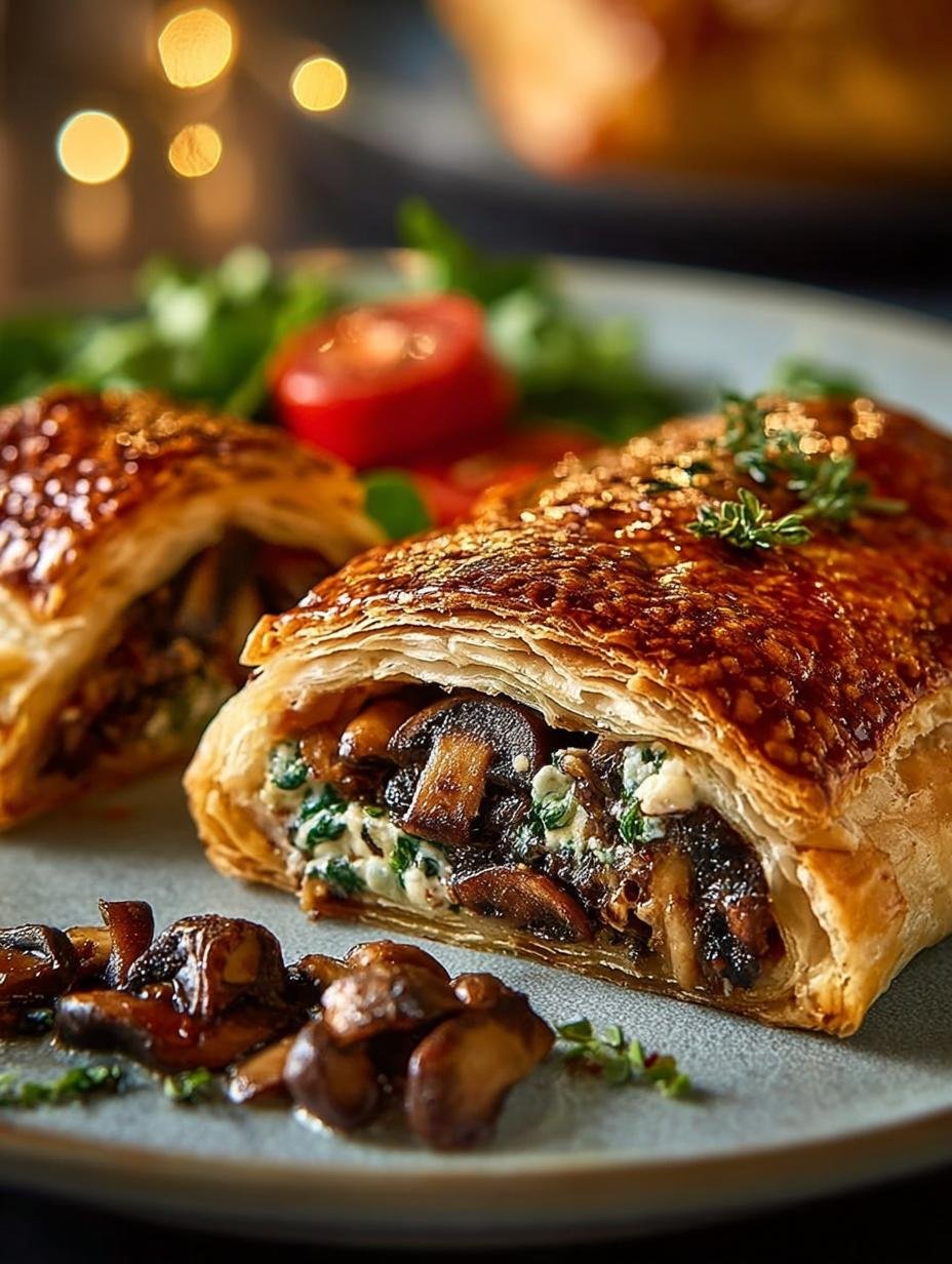 Mushroom Chestnut Wellington with Flaky Puff Pastry Delight - Mushroom Chestnut Wellington with - main visual representation
