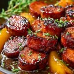 Spicy Peach Glazed Kielbasa